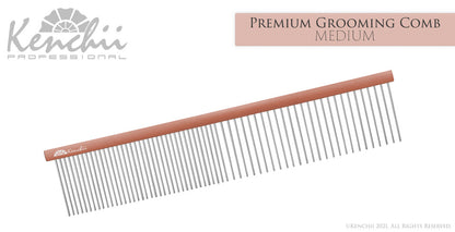 Kenchii™ Premium Satin Rose Gold Grooming Comb - Medium - 7.5"